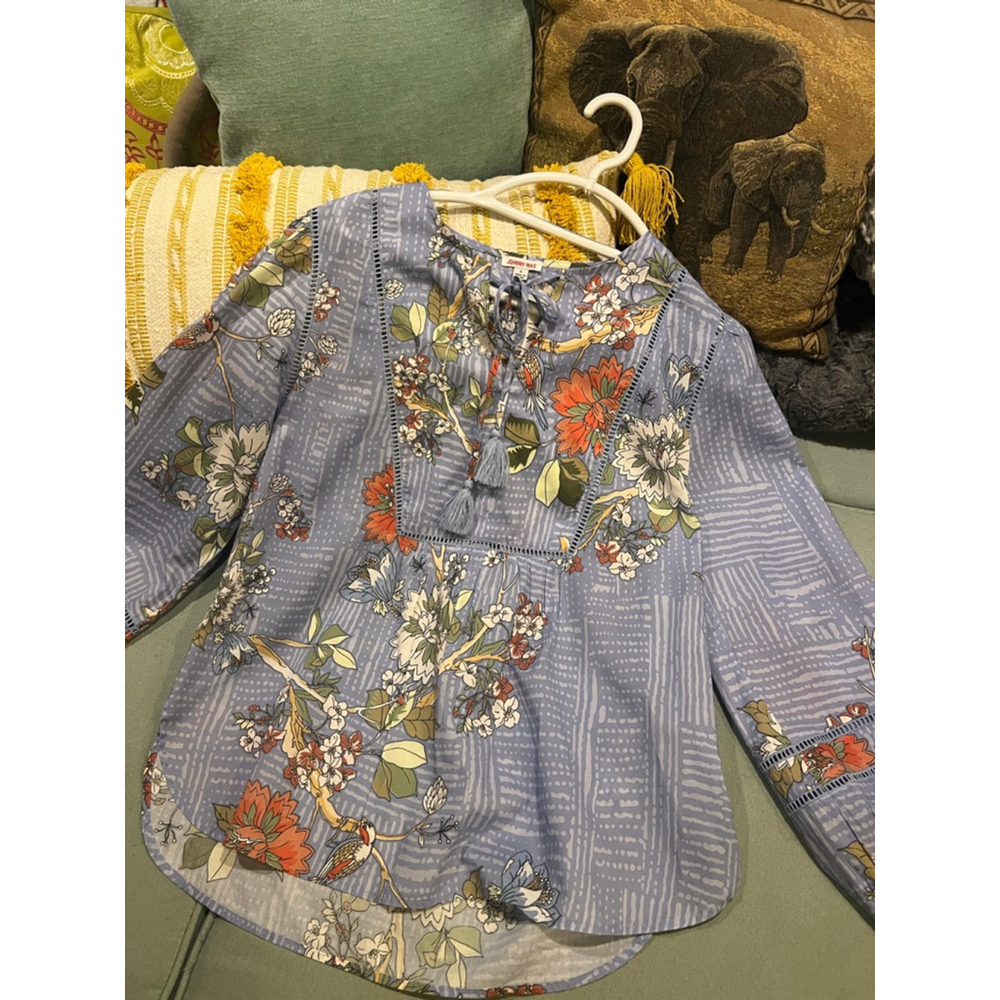 Women's Johnny Was Blue Floral Blouse, Size S